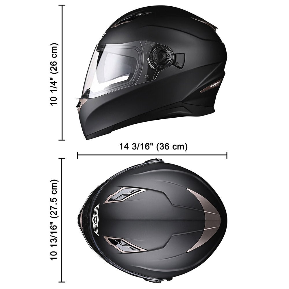 AHR DOT Motorcycle Helmet Full Face Dual Visors Matte Black