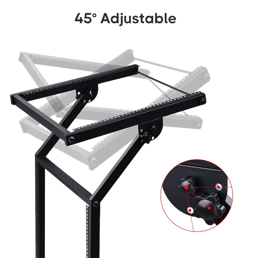 Yescom 19in 12U Space Rolling Audio Mixer Stand Cart Rack Mount