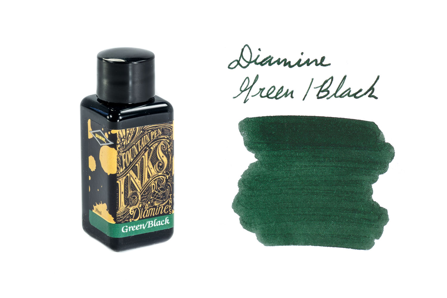 Diamine Green/Black - 30ml Bottled Ink