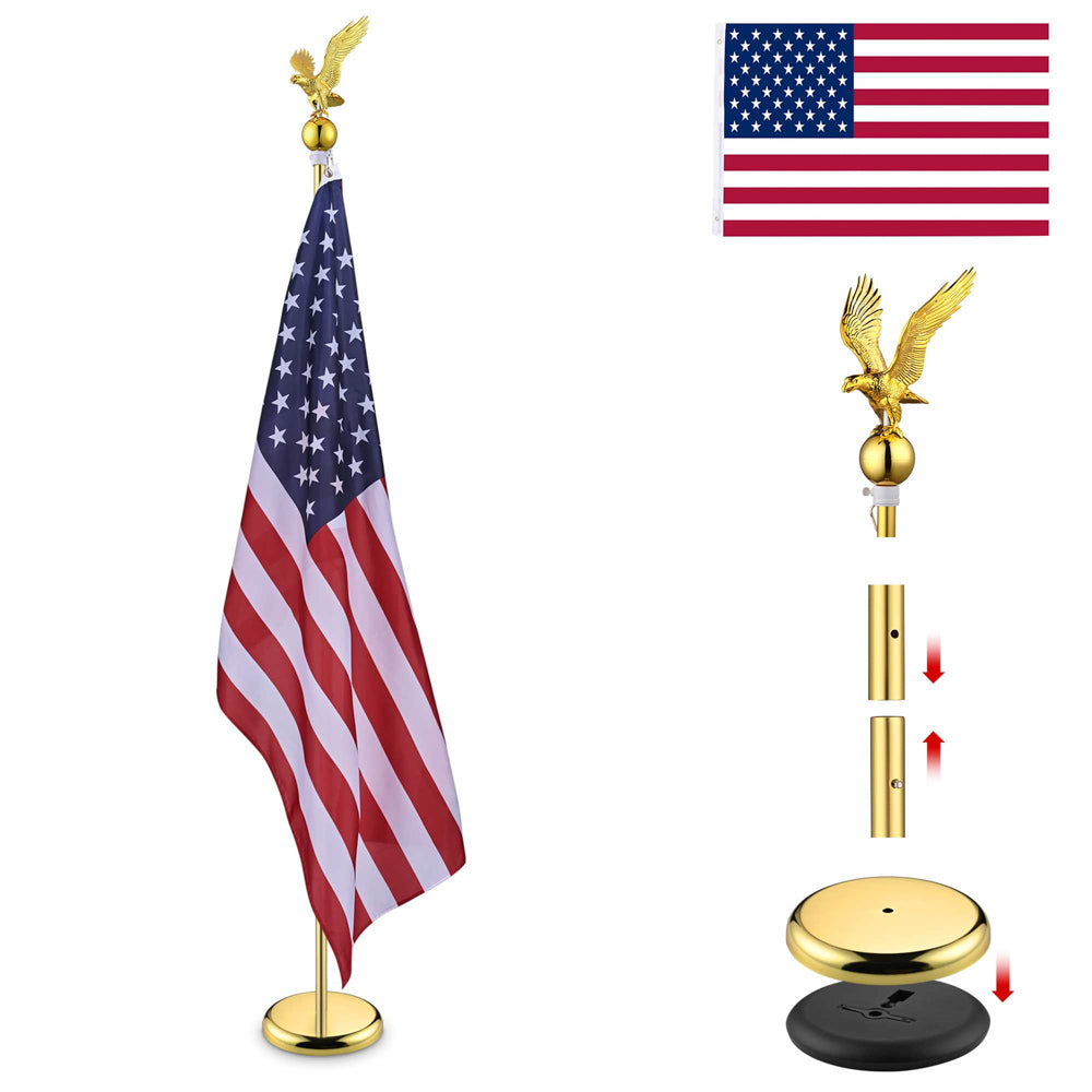 Yescom 6' Indoor Flagpole with Stand US Flag