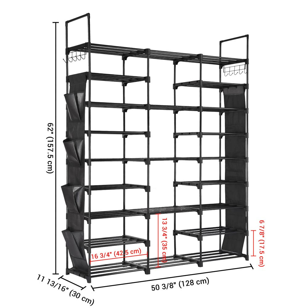 Yescom 9 Tiers Metal Shoe Rack 42 Pairs Shoe Organizer Shelf