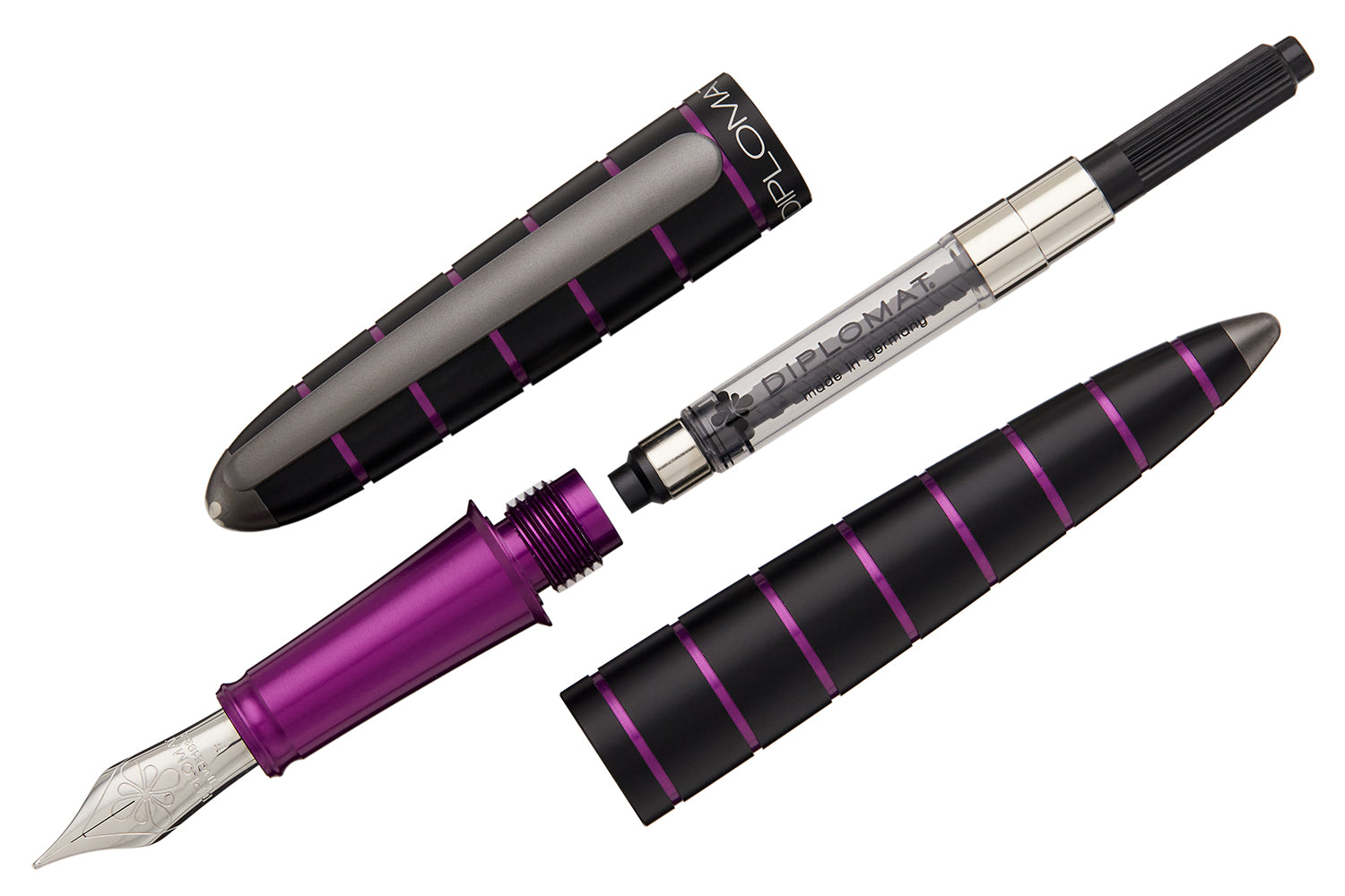 Diplomat Elox Fountain Pen - Ring Black/Purple