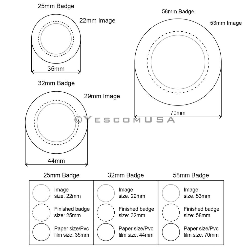 Yescom 1 1/4 Pinback Button Badge Maker w/ 1000 Parts & Circle Cutter