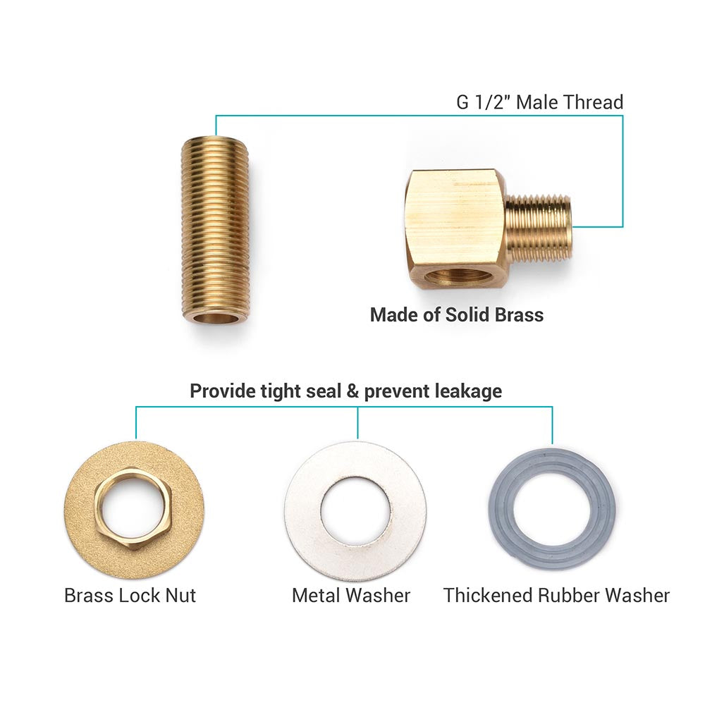 Aquaterior Wall Mount Faucet Kit G1/2 BSP Male Thread