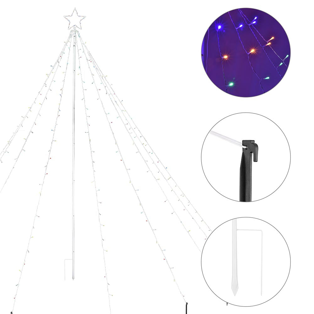 Yescom Christmas Tree Light 9 String Lights with Star & Pole