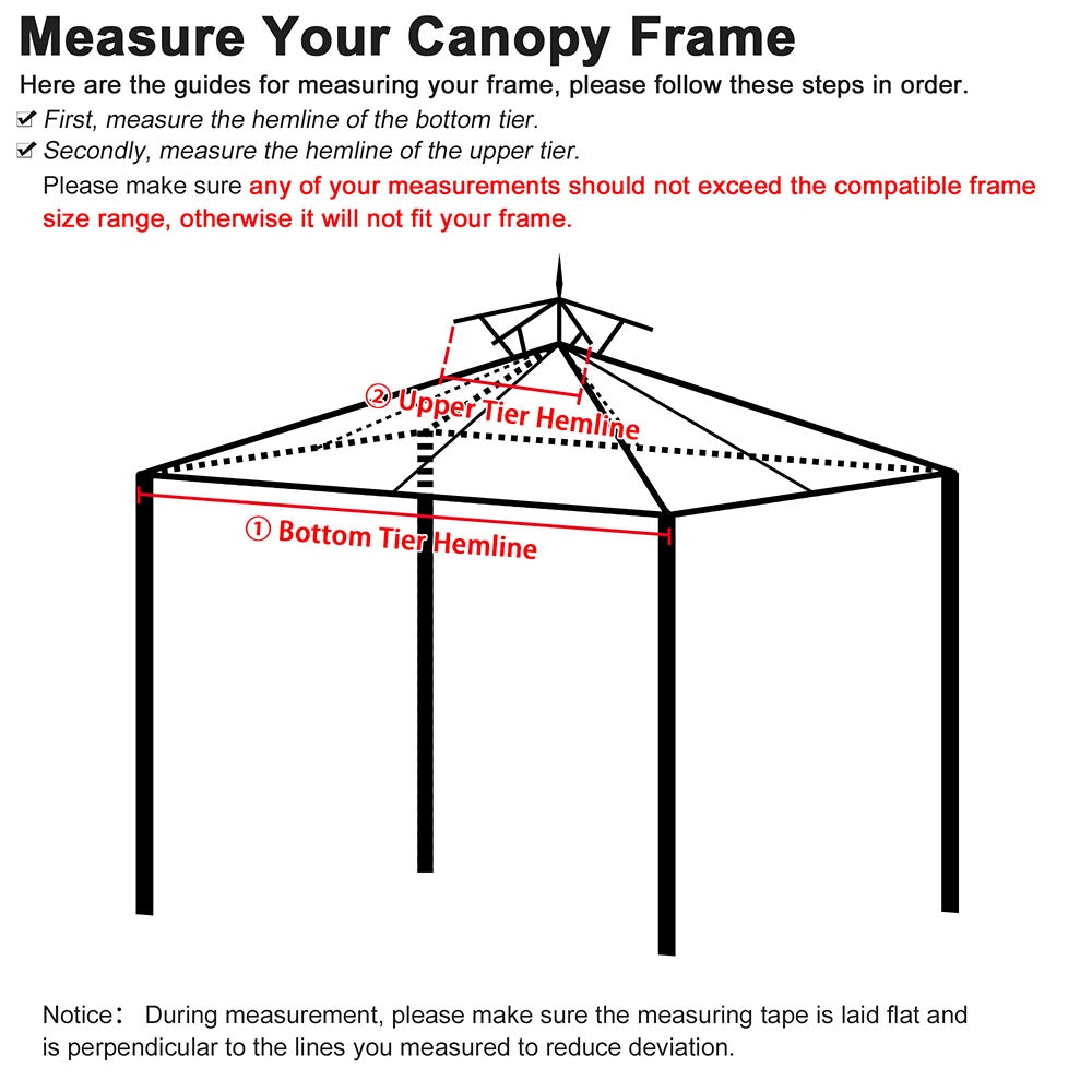 Yescom 10x12ft Gazebo Replacement Canopy 2-Tier