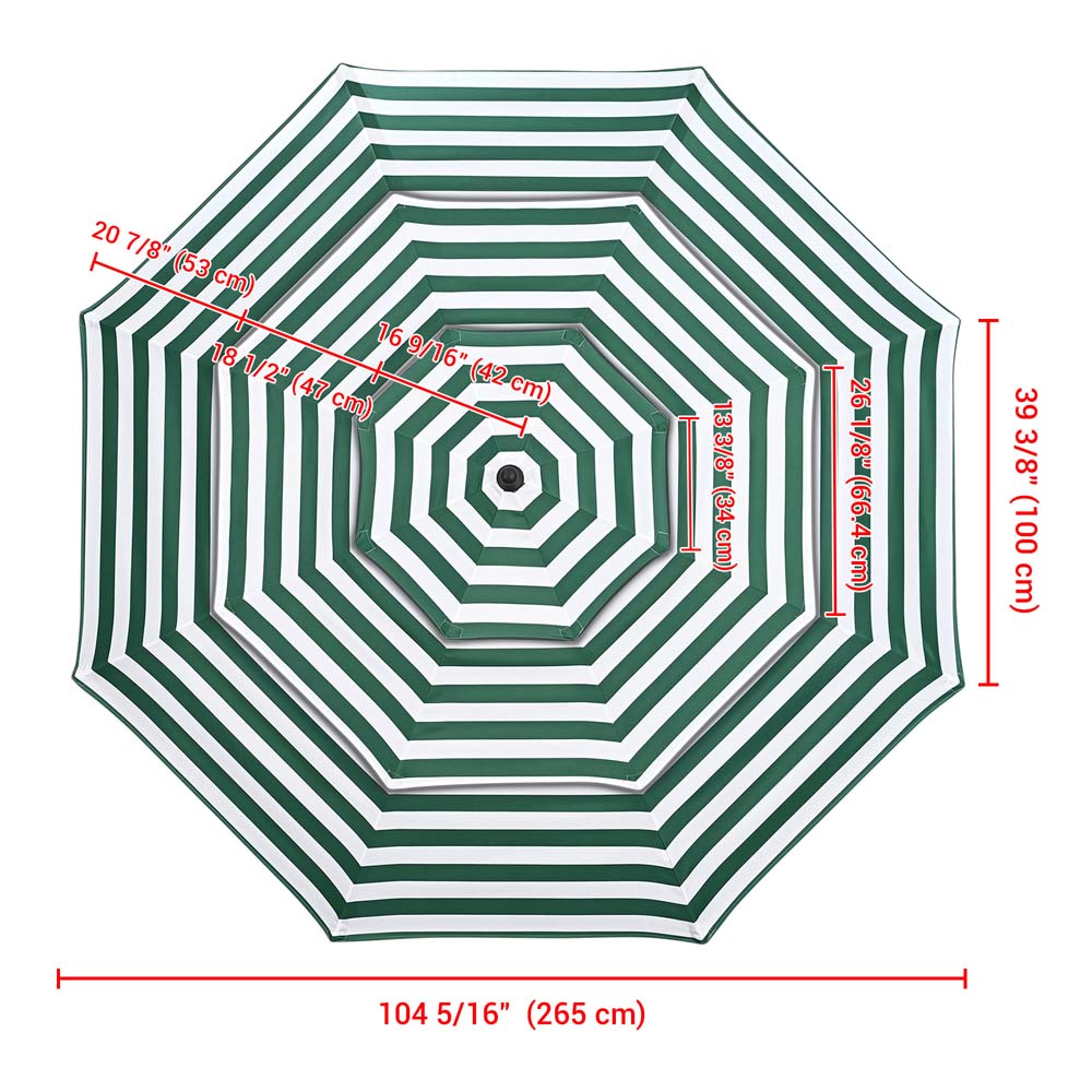 Yescom 9' Outdoor Patio Umbrella Replacement Canopy 3-Tiered 8-Rib