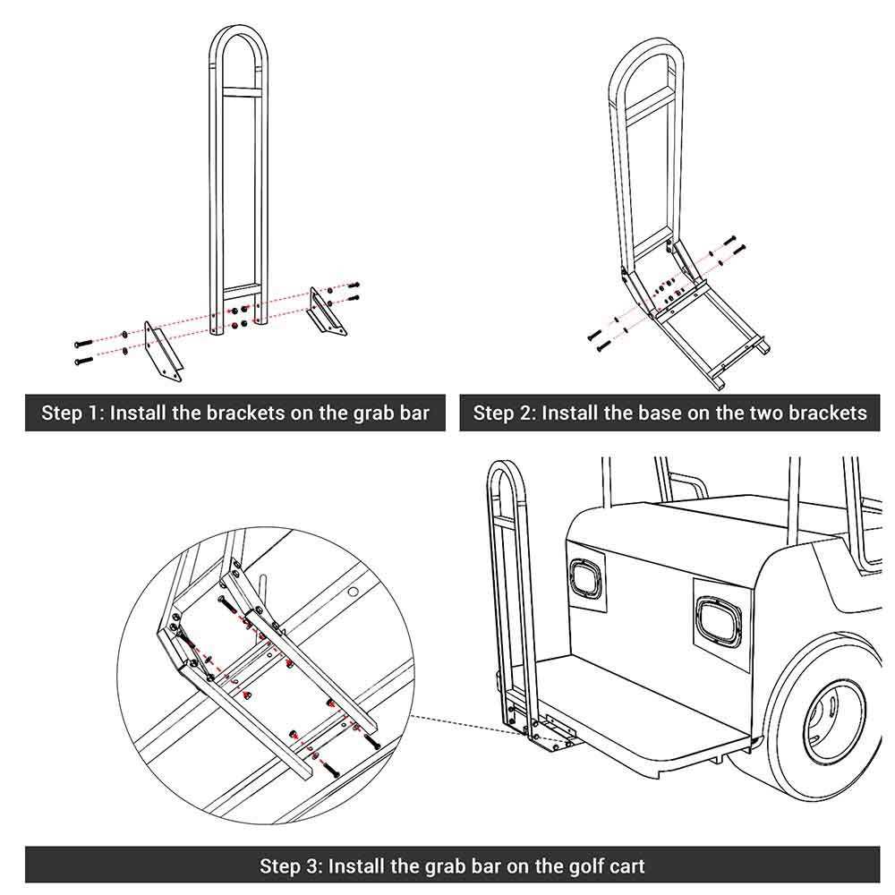 Yescom Safety Grab Bar Rear Seat for Golf Cart EZGO Genesis 150