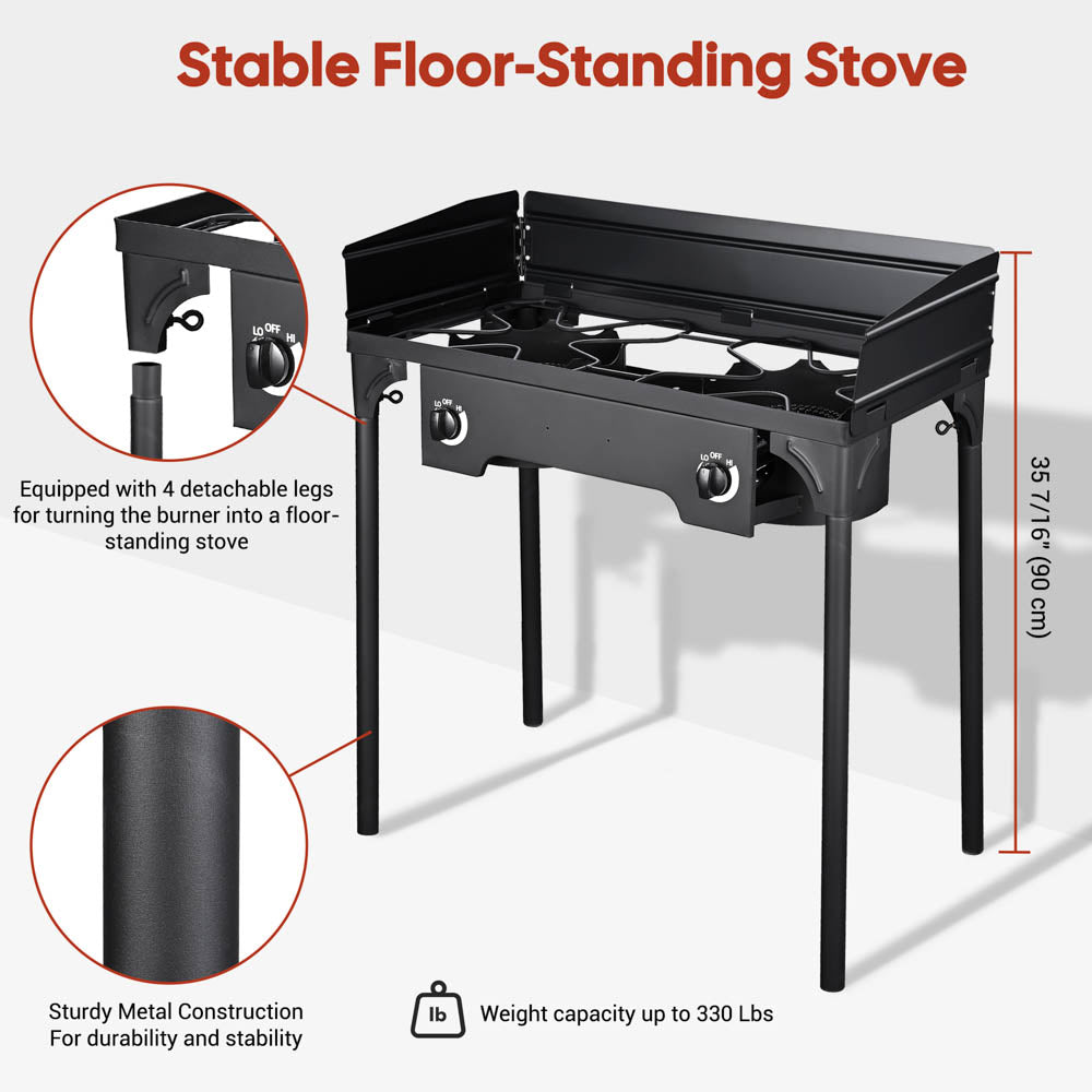 Yescom 32 Outdoor Burner Double Propane Stove with Stand