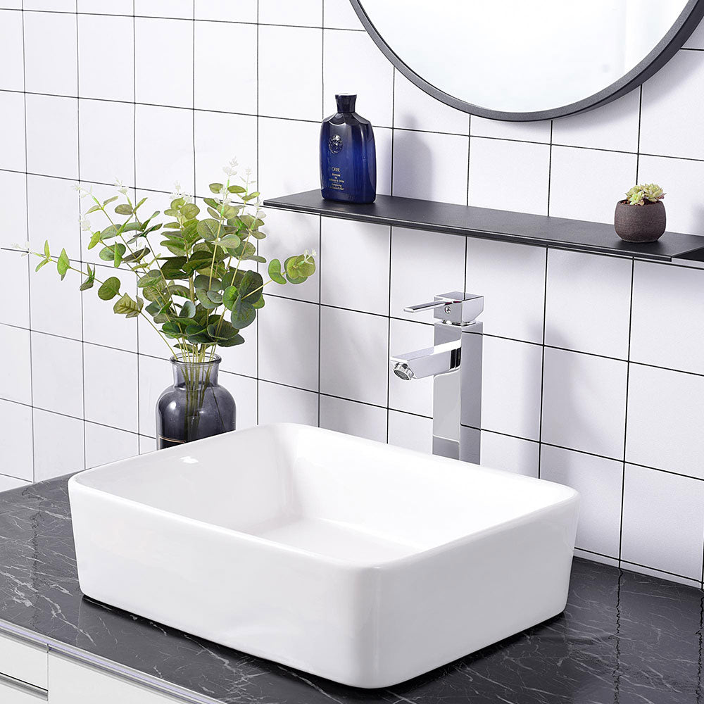 Aquaterior Bathroom Sink Faucet Square Cold & Hot 12H