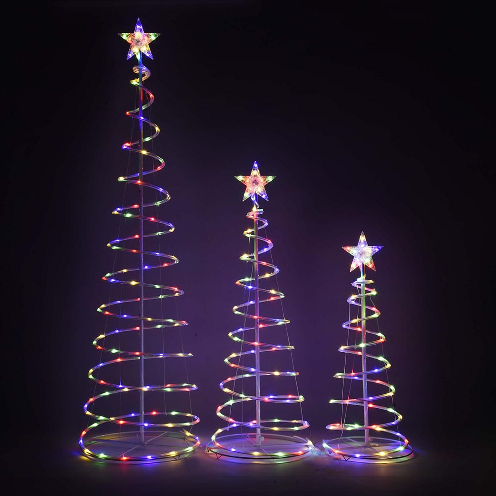 Yescom Lighted Spiral Christmas Trees 6' 4' 3' Cable Powered