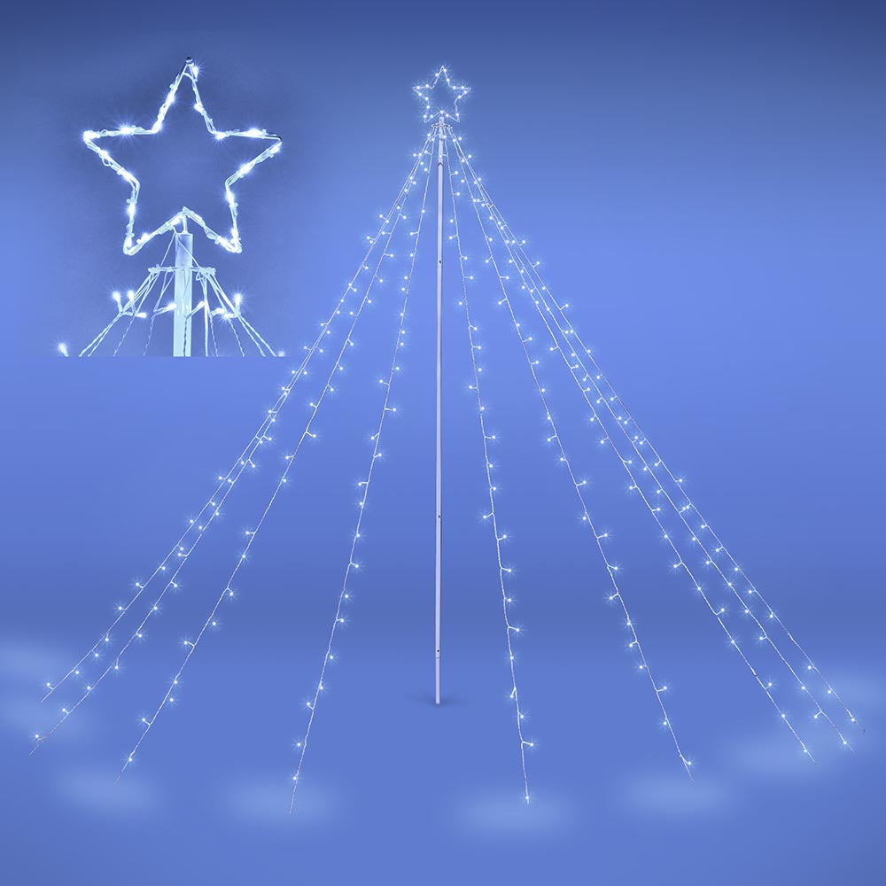 Yescom Christmas Tree Light 9 String Lights with Star & Pole