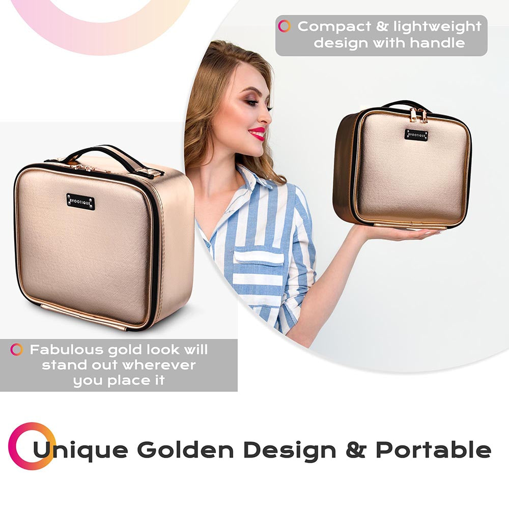 Byootique Gold 10 Cosmetic Makeup Case with Mirror