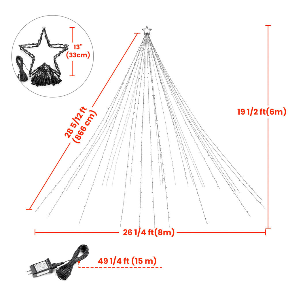 Yescom Outdoor 20ft Flagpole Christmas Tree Light Warm White