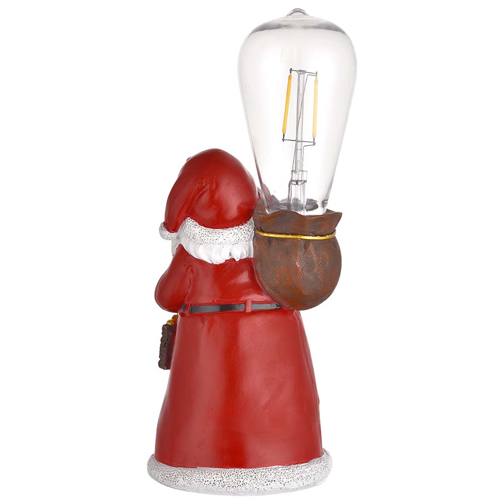 Yescom Set(2)Pre-lit Christmas Figurine Resin Santa Claus Carry Edison Bulb