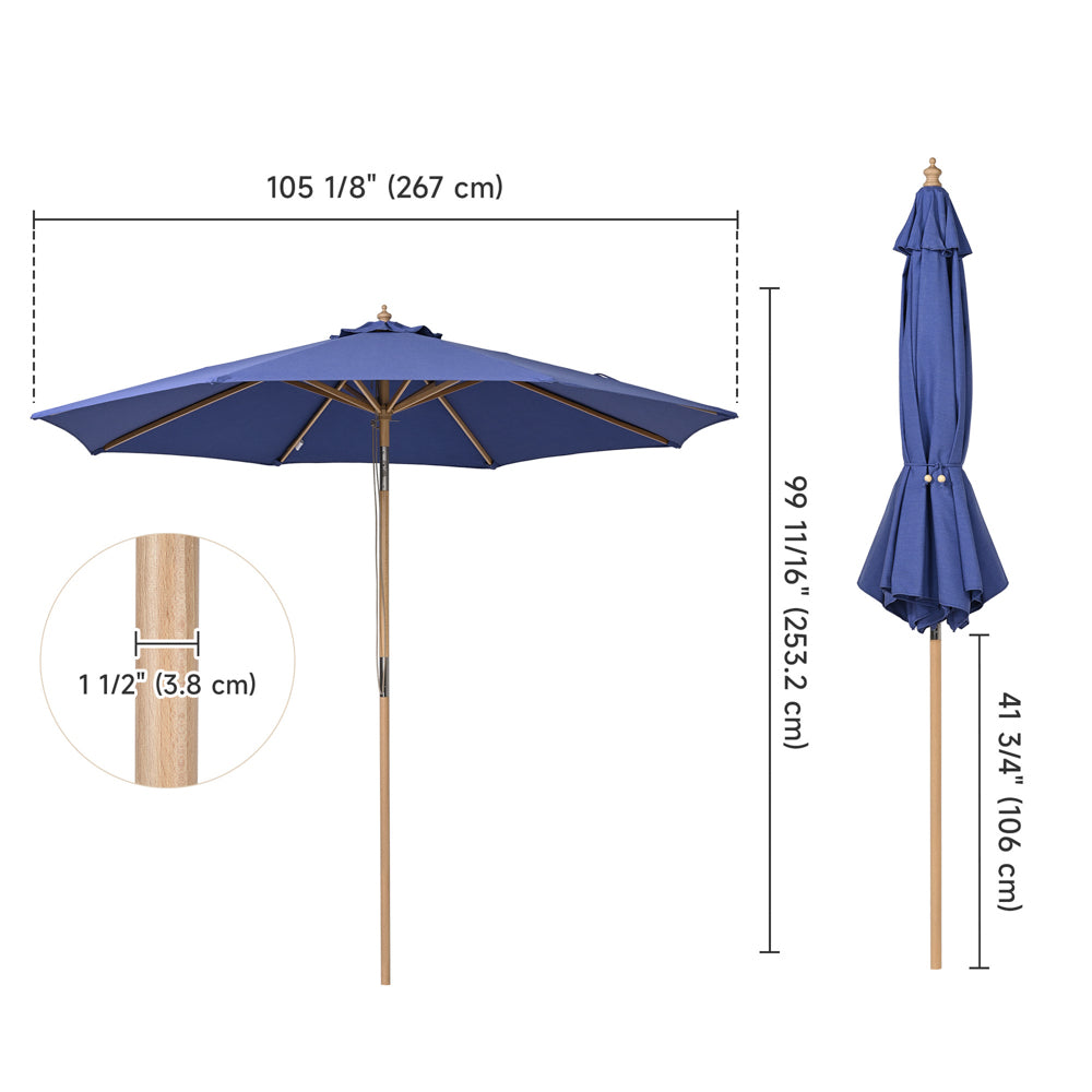 Yescom 9ft Patio Wood Market Umbrella Acrylic Fabric Tilt