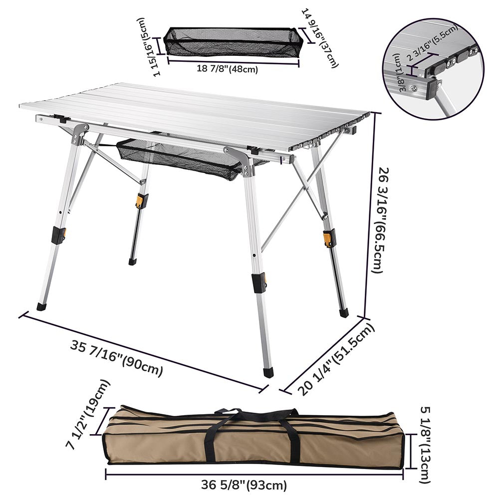 Yescom Picnic Folding Table Roll Up Camping Table 35x20