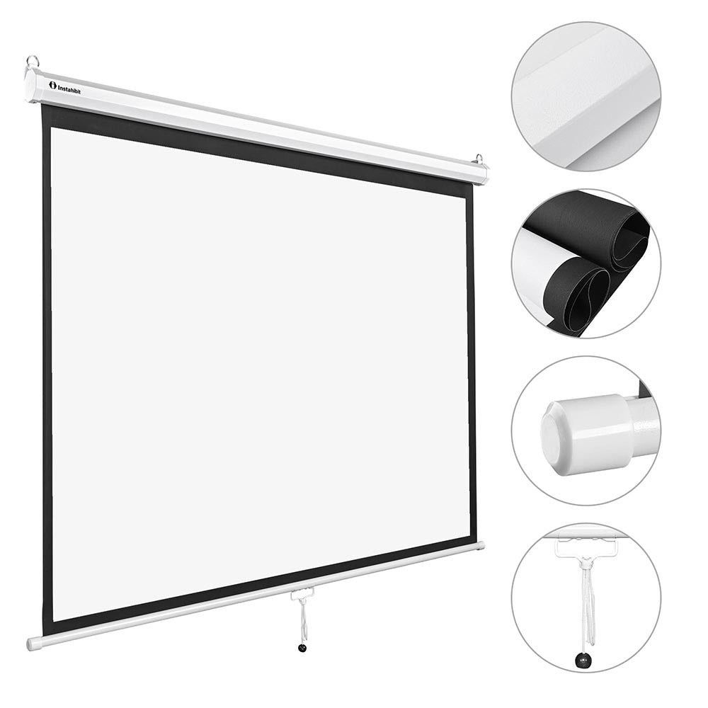 InstaHibit 4:3 Retractable Manual Projection Screen 72 Ceiling Wall