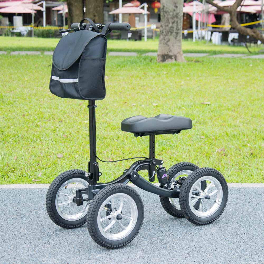 Yescom Folding All-Terrain Knee Walker Scooter Steerable Brake Basket Pump