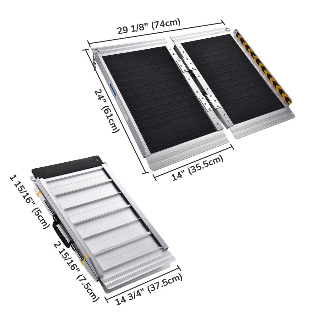 Yescom Wheelchair Ramp 600lb Capacity 2'x29 Aluminum w/ Non-Slip Surface