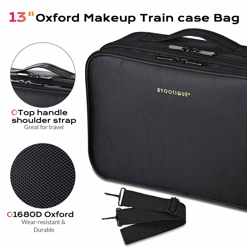 Byootique Portable Oxford Makeup Artist Soft Train Bag Case 13x9x4