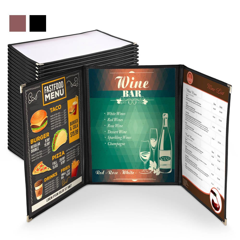 Yescom 30x Menu Covers Cafe Restaurant Triple 8.5x11