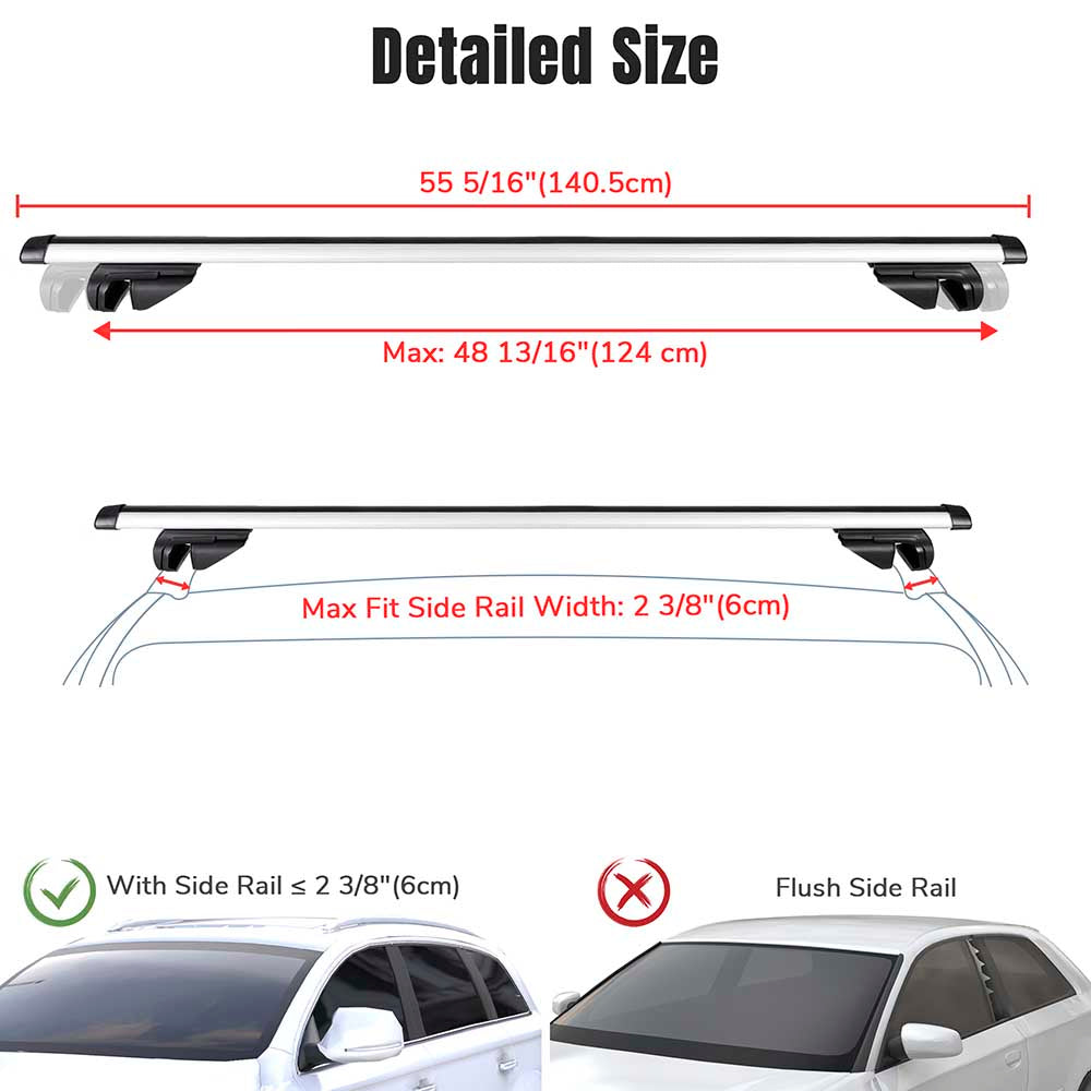 Yescom 55 Car Top Roof Rack Luggage Carrier Universal Cargo Cross Bar