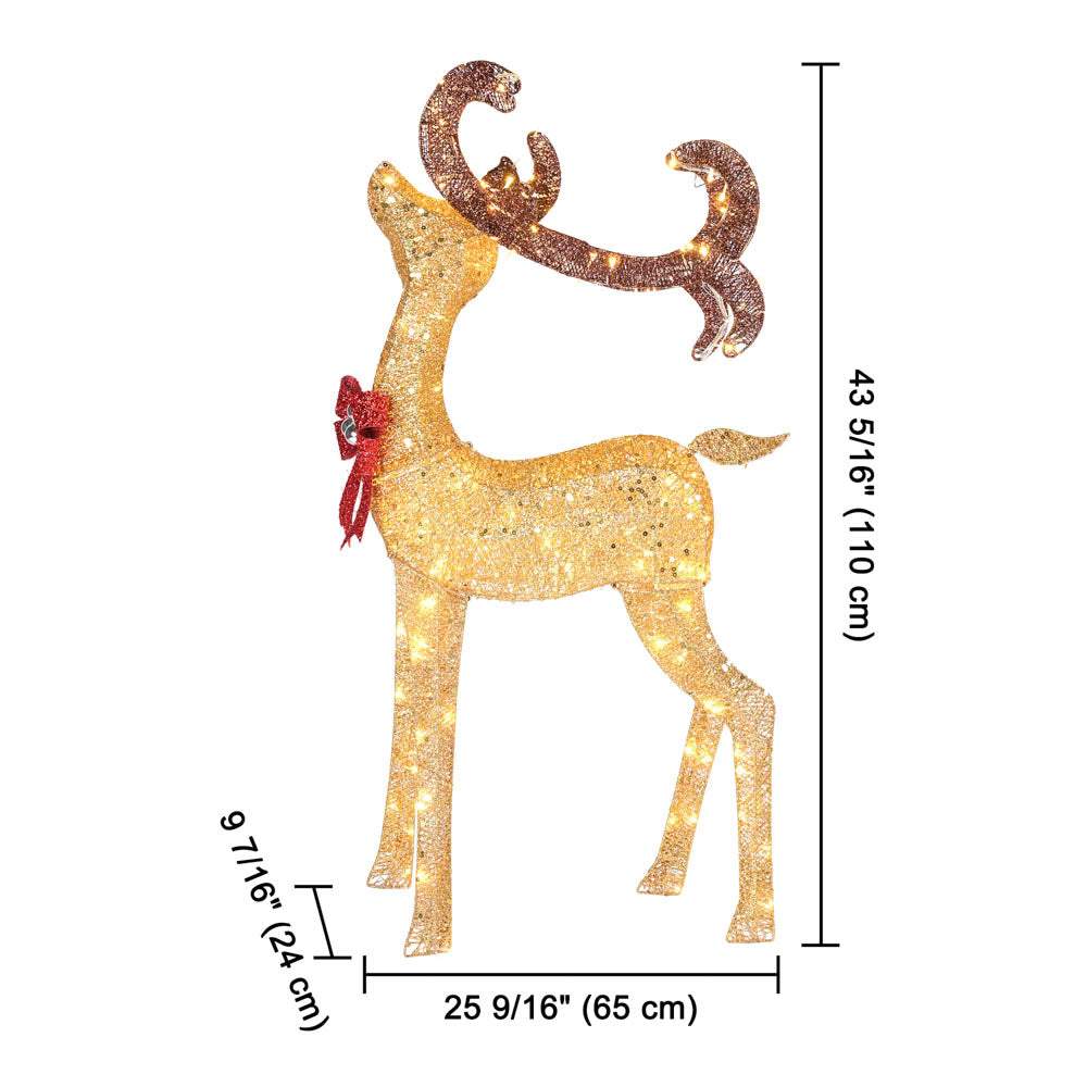 Yescom 3.6ft Outdoor Lighted Reindeer Decorations 1-piece(Buck)