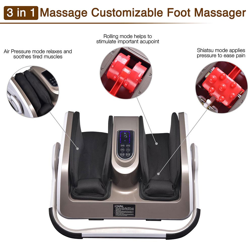 Yescom Foot Massager with Handle Heat Air Compression Shiatsu