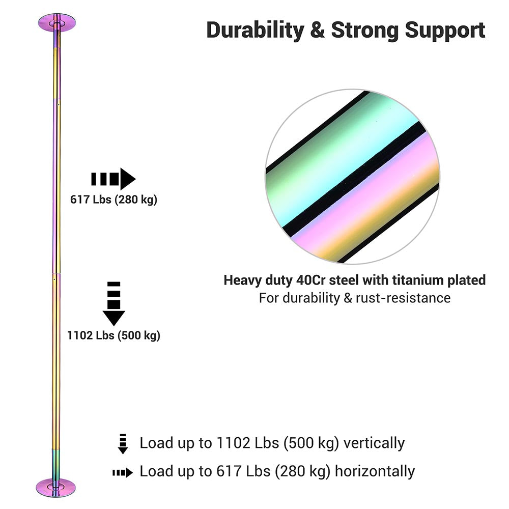 Yescom 10' Spinning Dance Pole Kit Removable D45mm Colorful (Preorder)