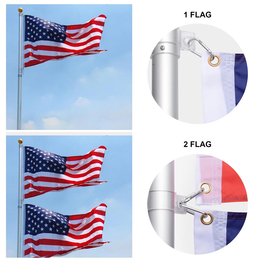 Yescom American Aluminum Telescopic Flag Pole Set 25'