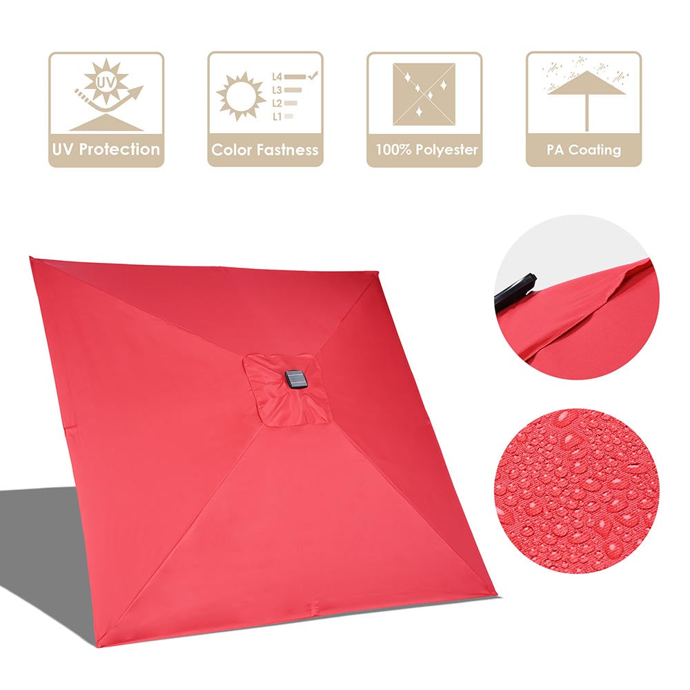 Yescom Prelit Patio Umbrella with Lights Square 9' 8-Rib Red