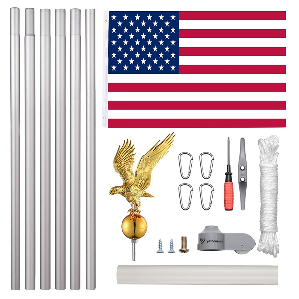 Yescom 20' Sectional Flag Pole and Flag Kit with Regal Eagle