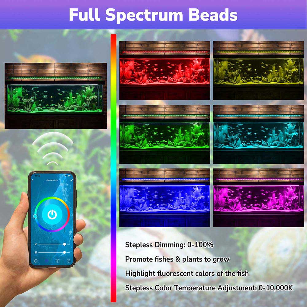 Yescom 48 Full Spectrum LED Aquarium Light APP WIFI for Plants & Fish