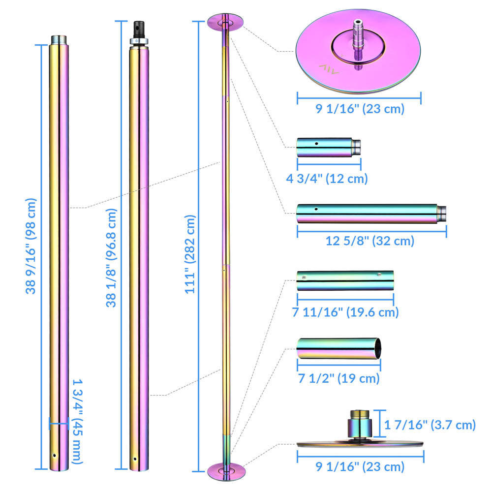 Yescom Home Fitness Colorful Spinning Dance Pole D45mm 12ft (Preorder)