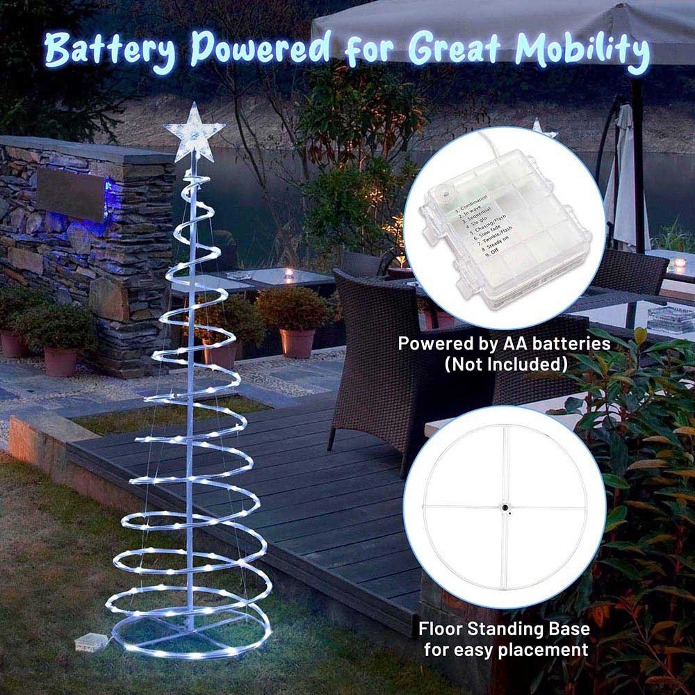 Yescom 5' Lighted Spiral Christmas Tree LED Decor Battery Powered