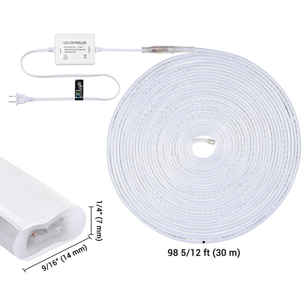 Yescom 100ft Flex LED Neon Rope Light Warm White RF Remote