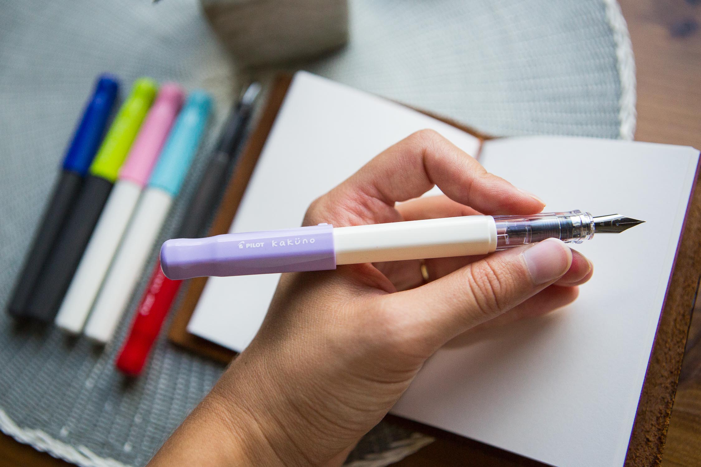 Pilot Kakuno Fountain Pen - Purple/White