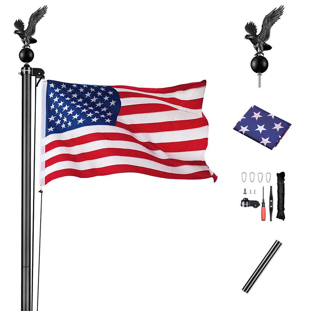 Yescom 20' Sectional Flag Pole and Flag Kit with Regal Eagle