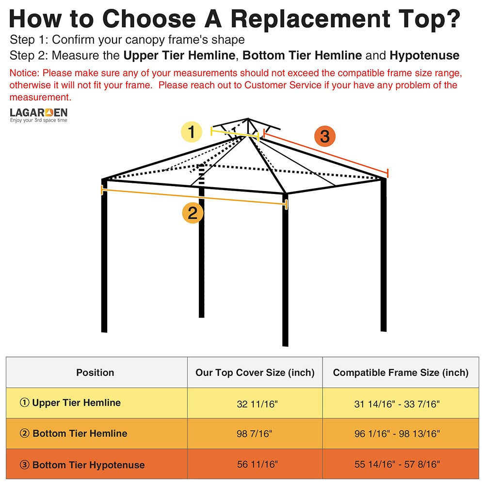 Yescom 8' x 8' Gray Gazebo Canopy Replacement Top 2-Tier