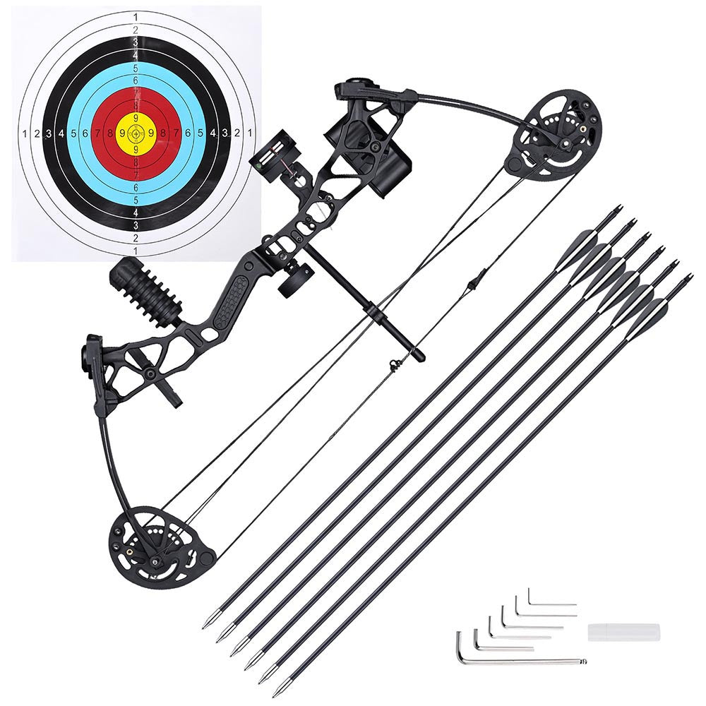 Yescom Youth Compound Bow Kit 16-28lbs with 6 Carbon Arrows