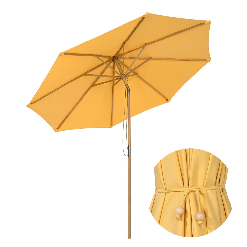 Yescom 9ft Patio Wood Market Umbrella Acrylic Fabric Tilt