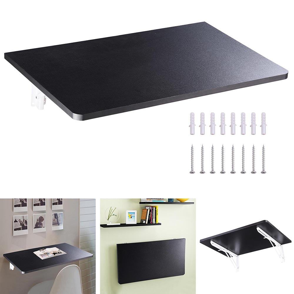 Yescom Wall Mount Fold Down Floating Table Desk Black/White