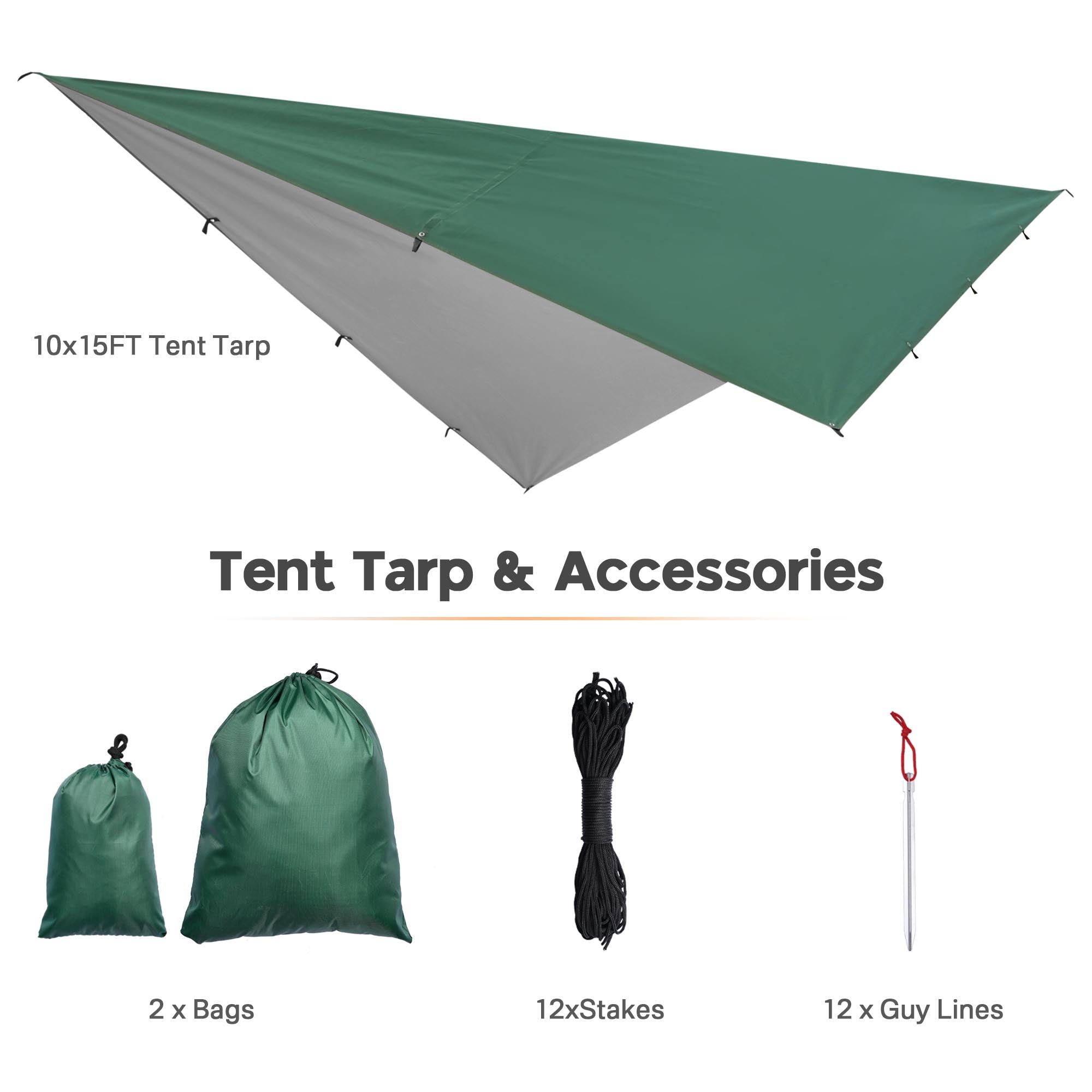 Yescom Camping Tarp Large Hammock Rain Fly 10x15ft UV50+ PU3,000mm