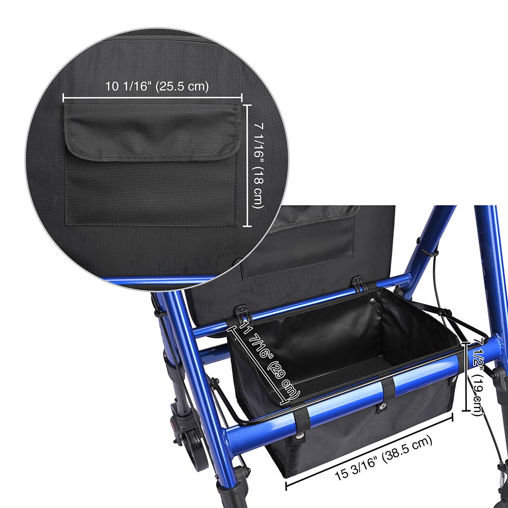 Yescom Rollator Walker with Seat Backrest 8 Casters 450lbs Capacity