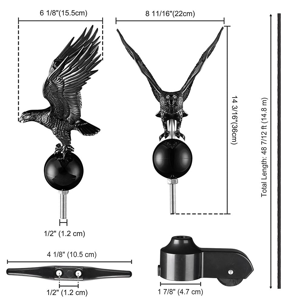 Yescom Flagpole Truck Top Pulley Cleat Ropes Kit