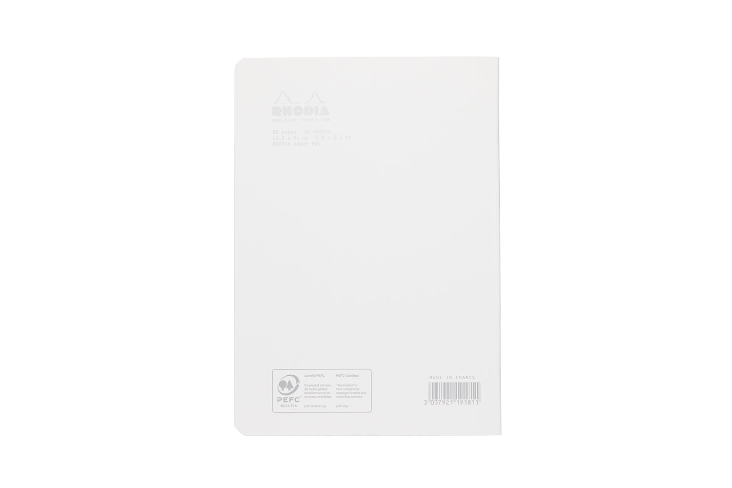 Rhodia Classic Side Staplebound A5 Notebook - Ice White, Lined