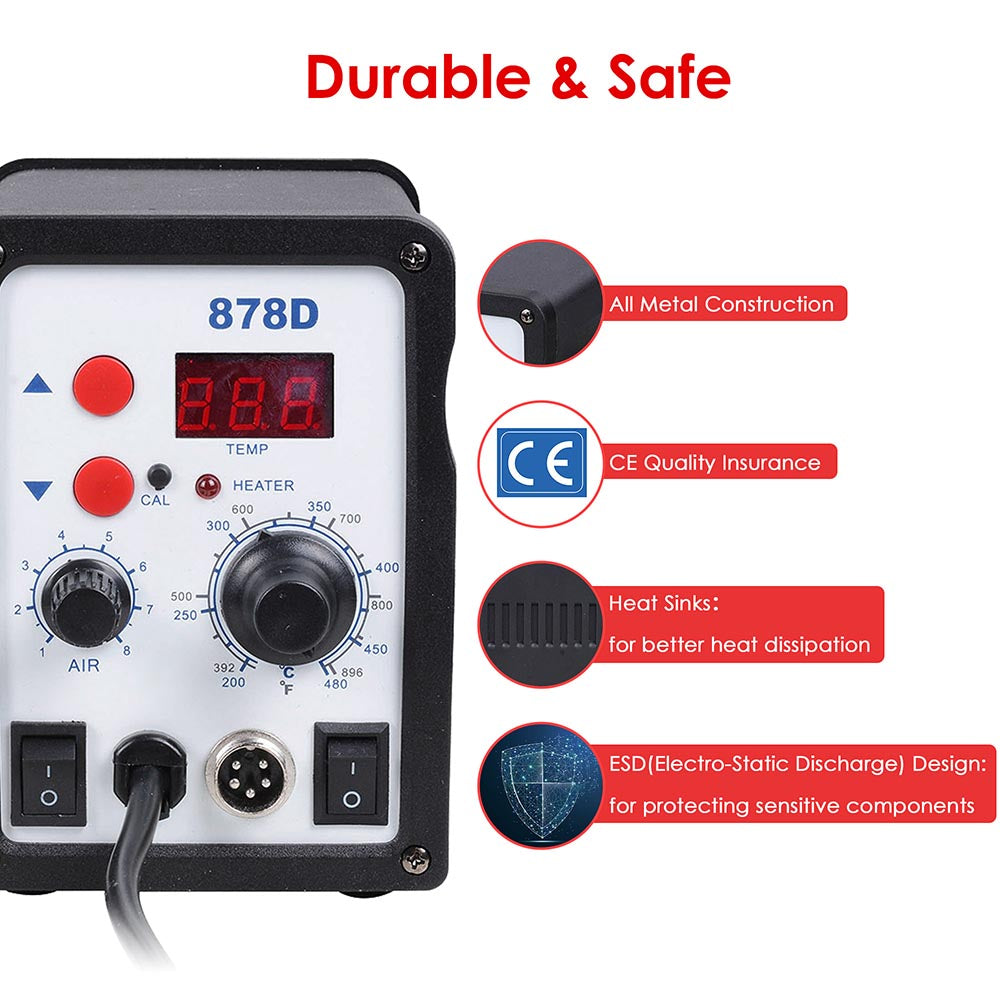 Yescom 878D Digital Soldering Station Unit Lead-Free Solder SMD