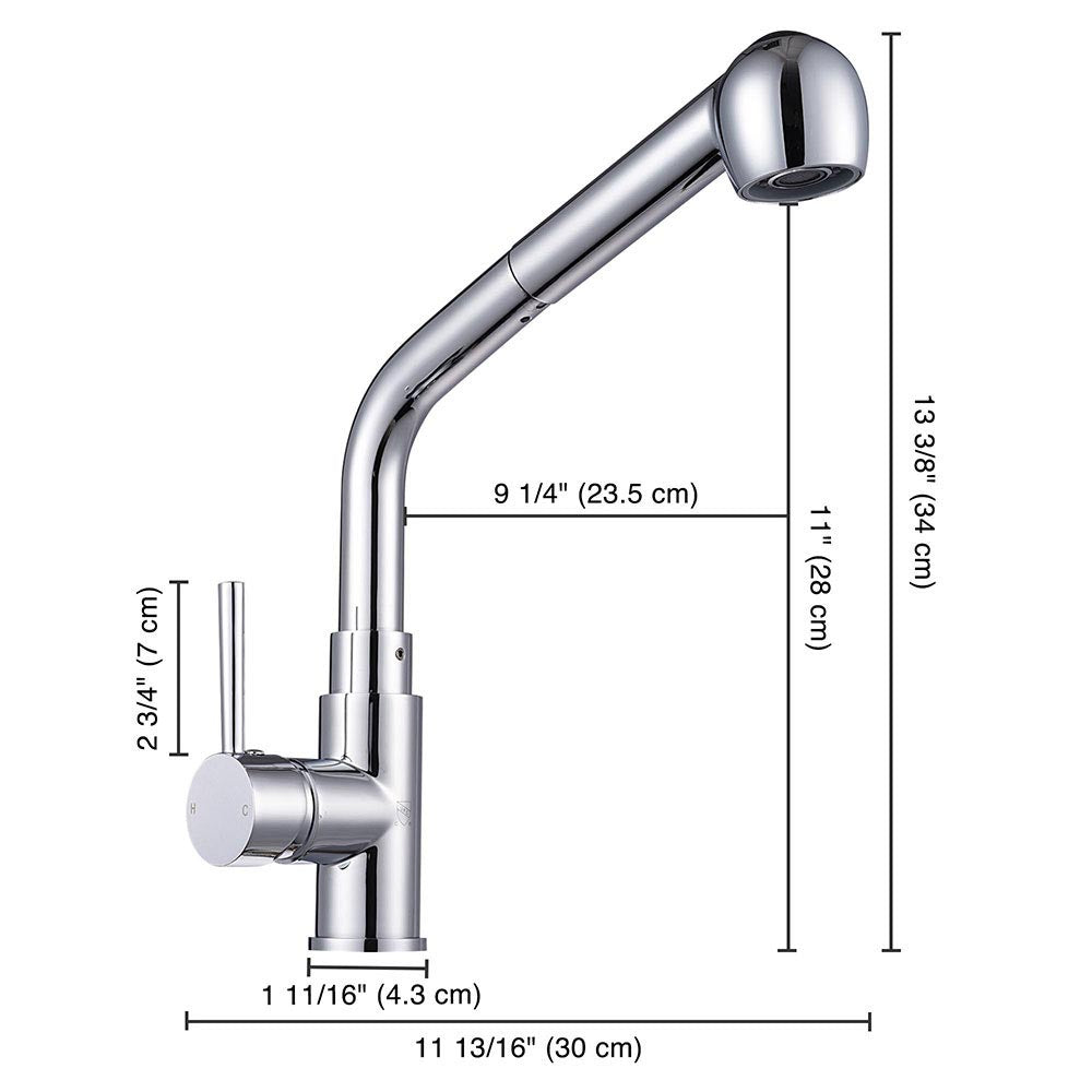 Aquaterior Pull-out Kitchen Sink Faucet 1 Handle Stainless Steel