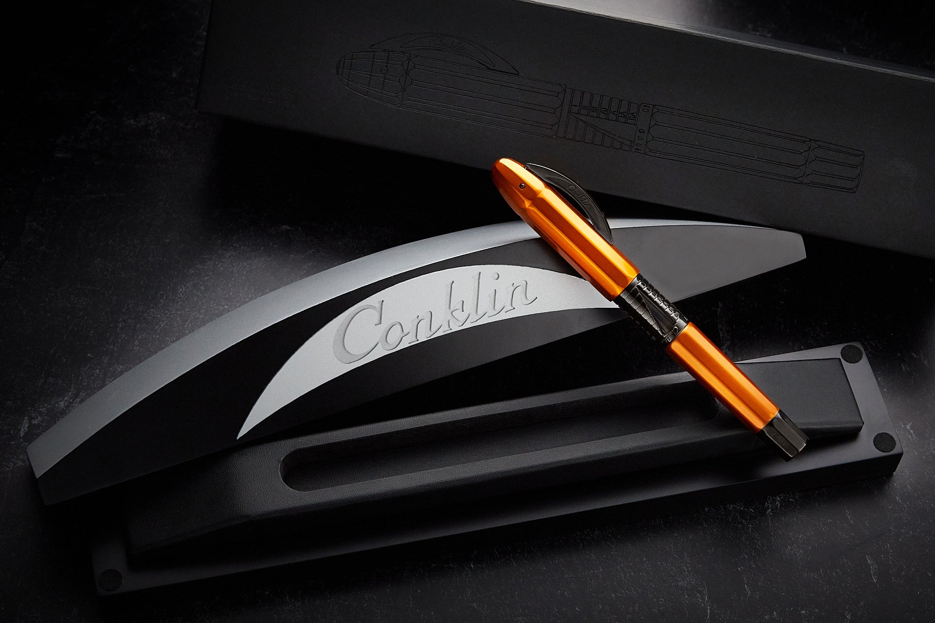 (Bottom Shelf) Conklin 125th Anniversary Nozac Classic Fountain Pen - Orange/Black (Limited Edition)